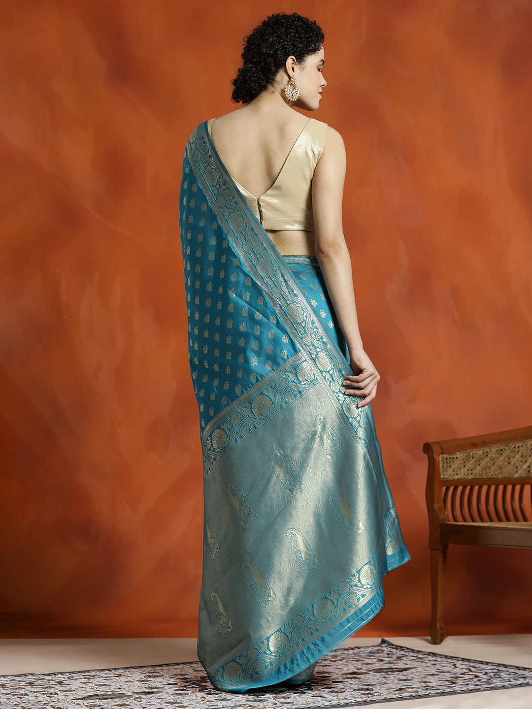 Sky Blue Silk Banarasi Zari Woven Heavy Saree