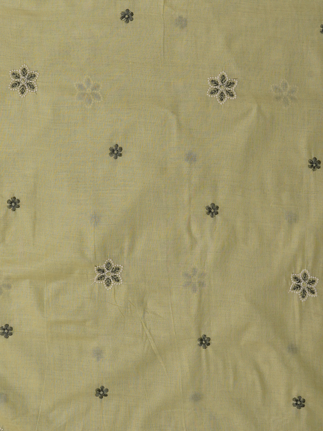 Light Green Unstitched Embroidered Pure Cotton Dress Material With Dupatta