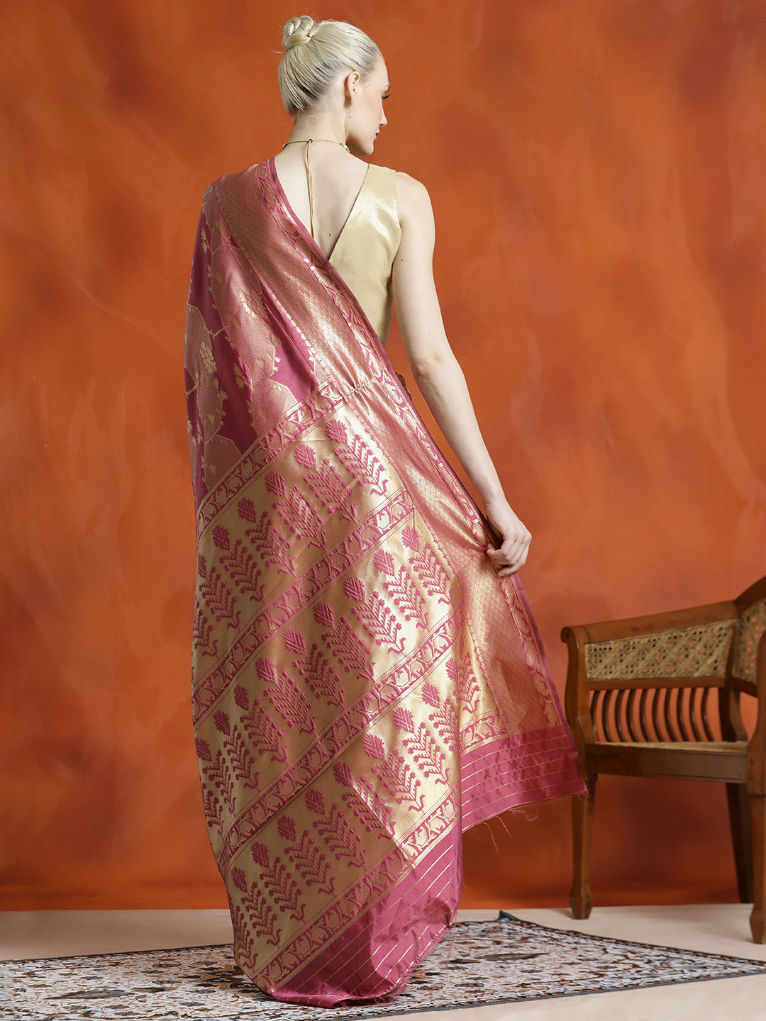 Silk Banarasi Pink Zari Woven Heavy Saree