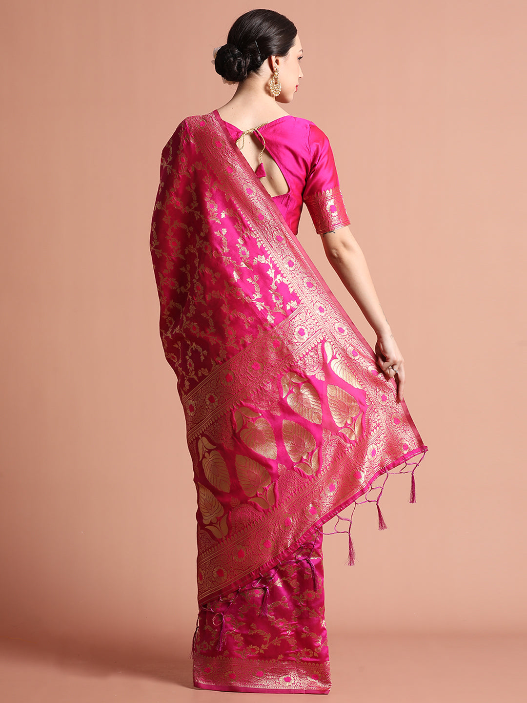 Pink Zari Woven Design Banarasi Saree