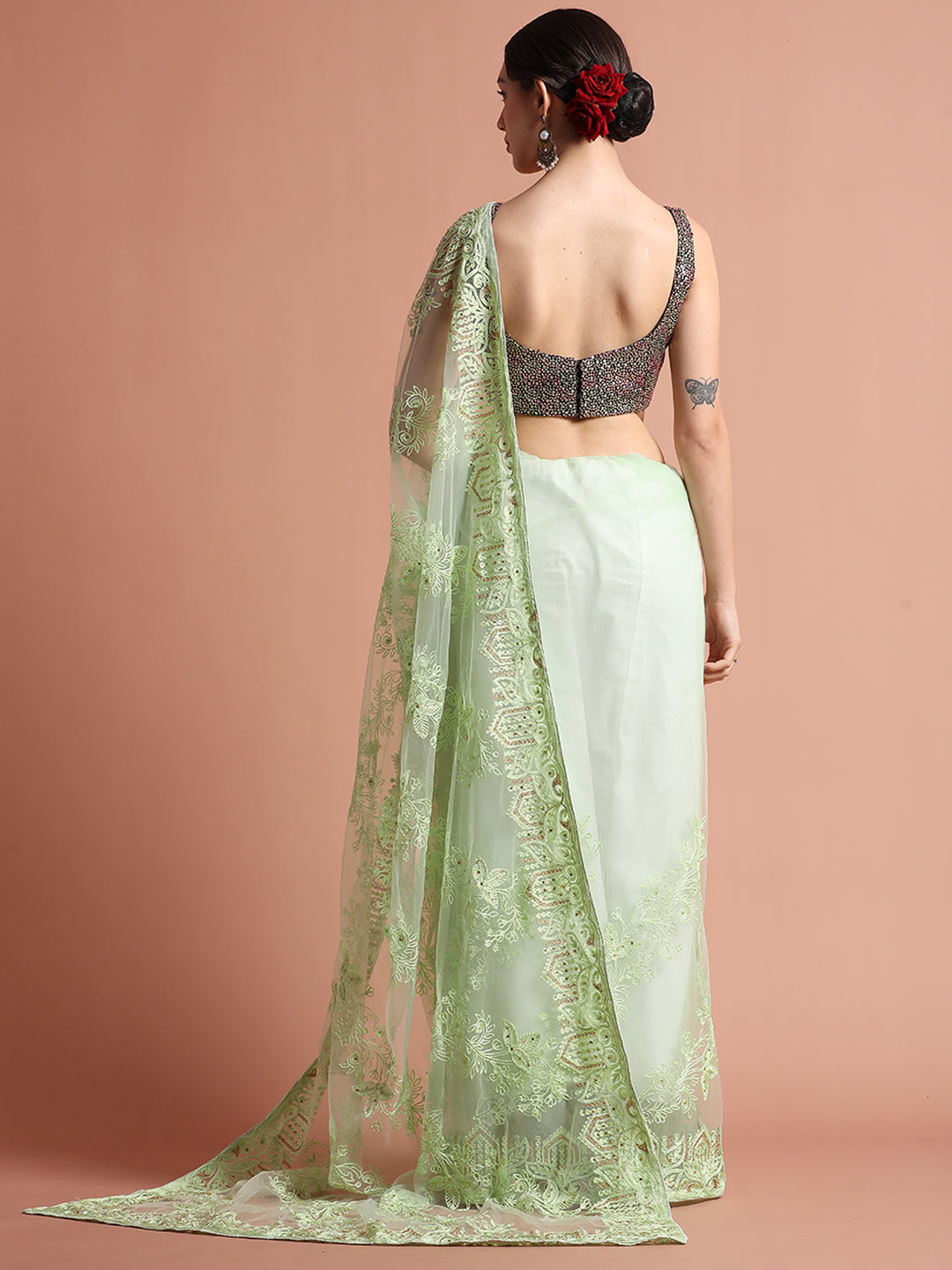 Embroidered Net Party Wear Saree