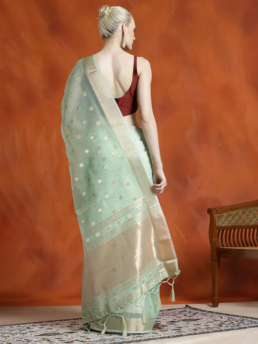 Green Zari Woven Banarasi Organza Saree