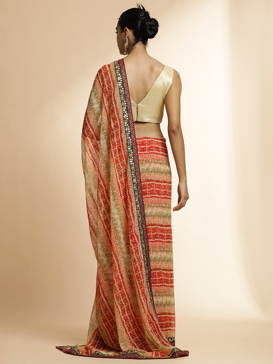 Red  Printed Lightweight Georgette Saree