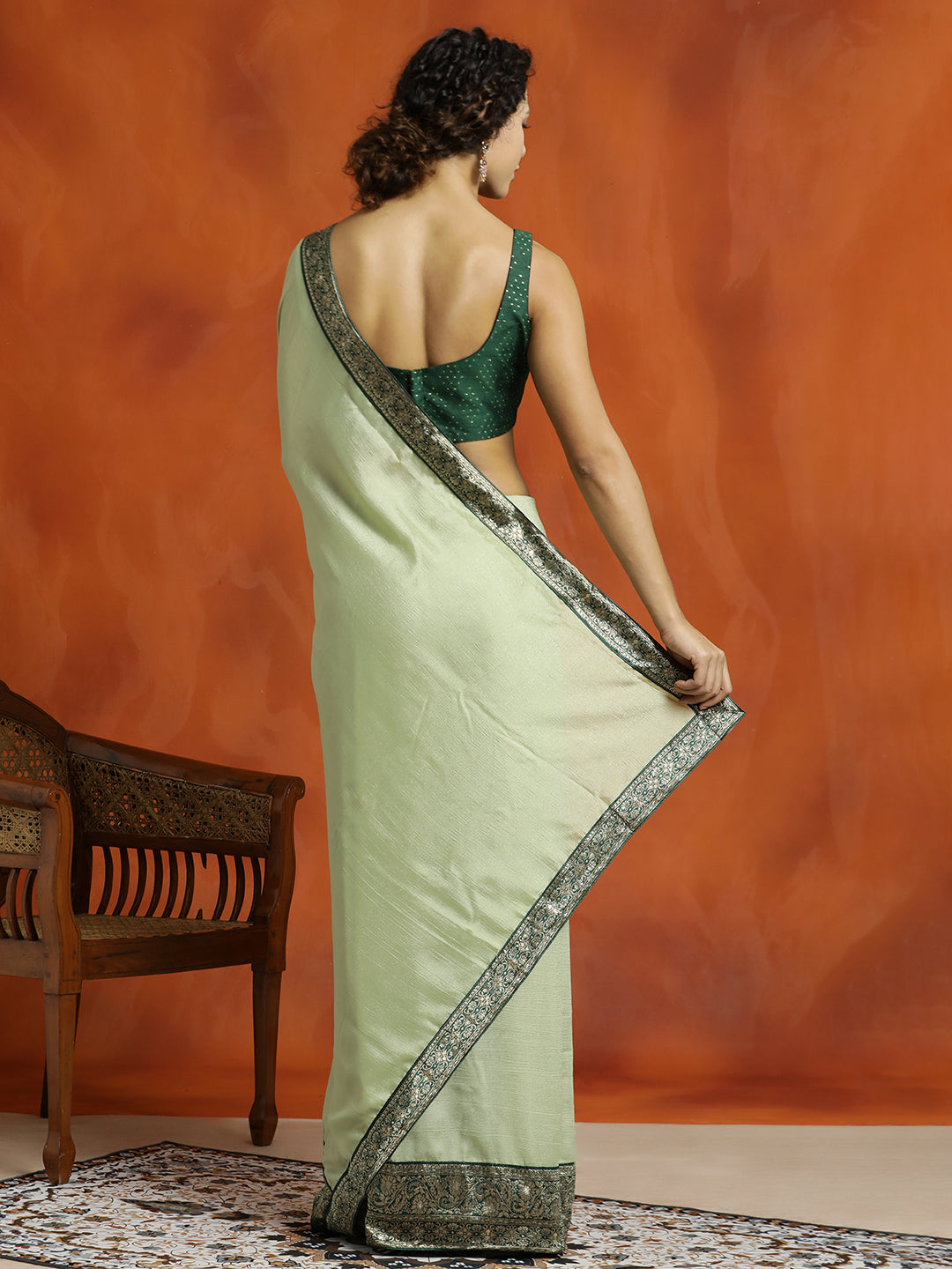 Pista Green Silk Banarasi Zari Woven Saree