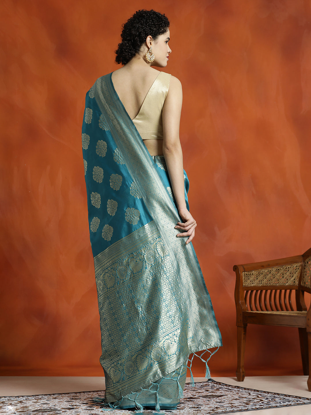 Sky Blue Silk Blend Zari Woven Design Banarasi Saree