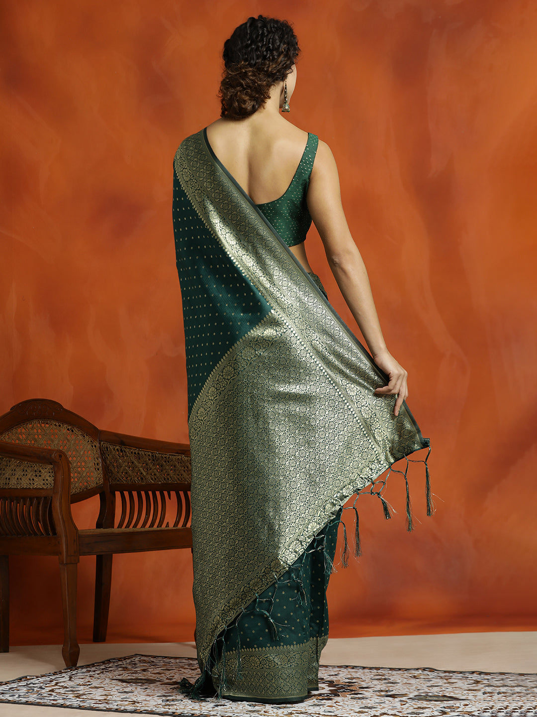 Mehandi Green Silk Banarasi Zari Woven Heavy Saree