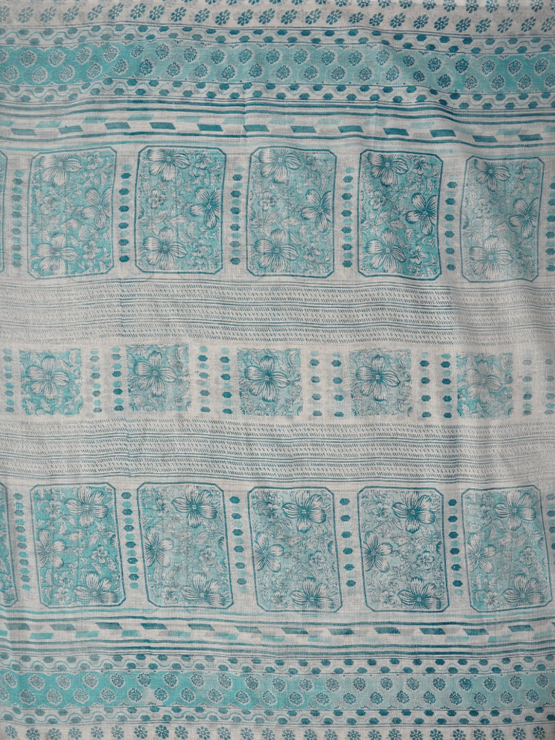 Blue Embellished Floral Printed Pure Cotton Dress Material with Dupatta