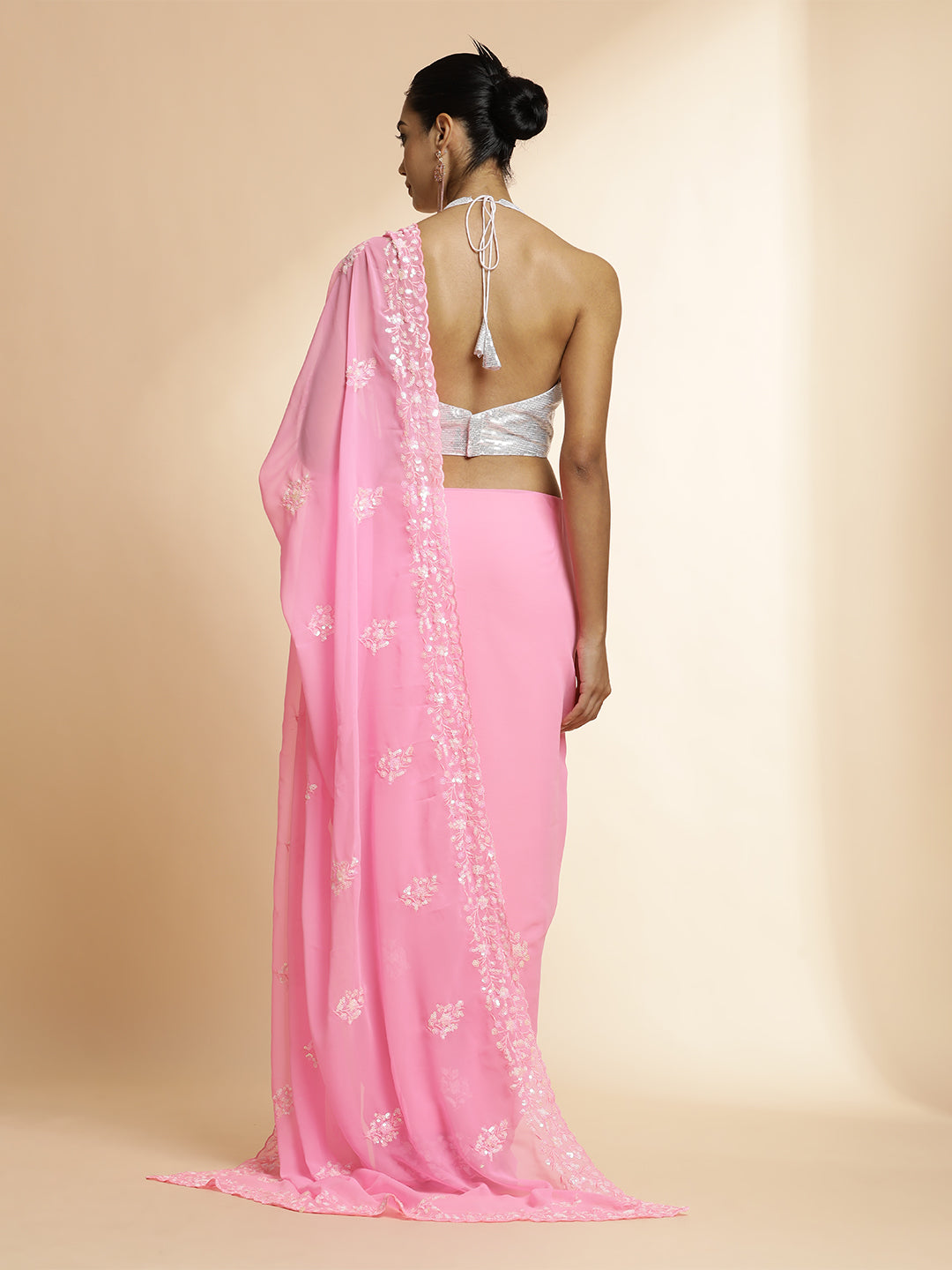 Pure Georgette Sequin Embroidered Saree