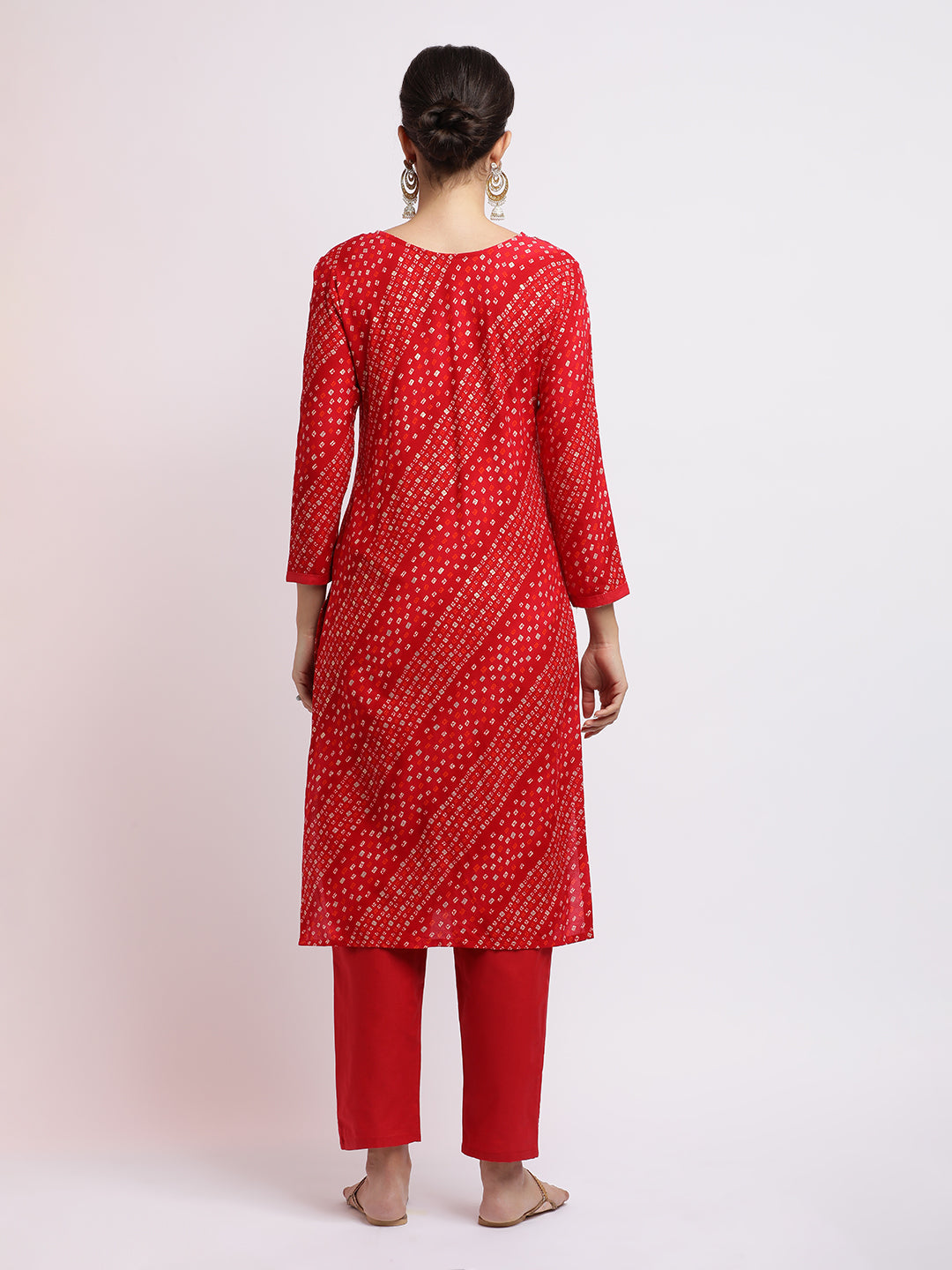 Bandhani Printed Gota Patti Kurta Set With Dupatta