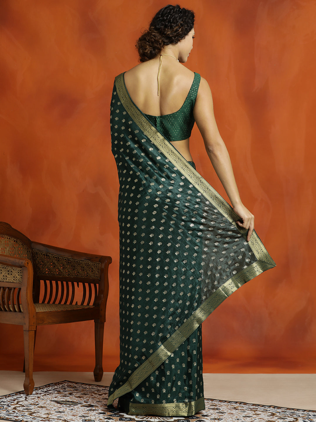 Mehandi Green Silk Banarasi Zari Woven Saree