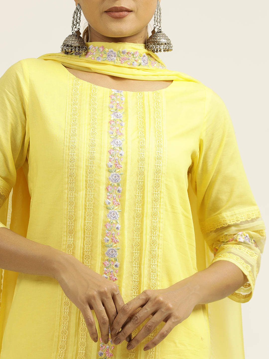 Yellow Embroidered Festive Suit Set