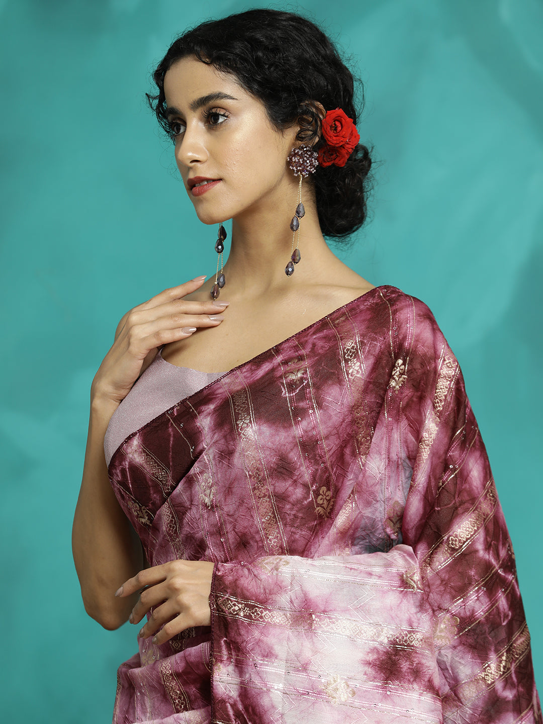 Tie-Dye Cotton Blend Banarasi Saree