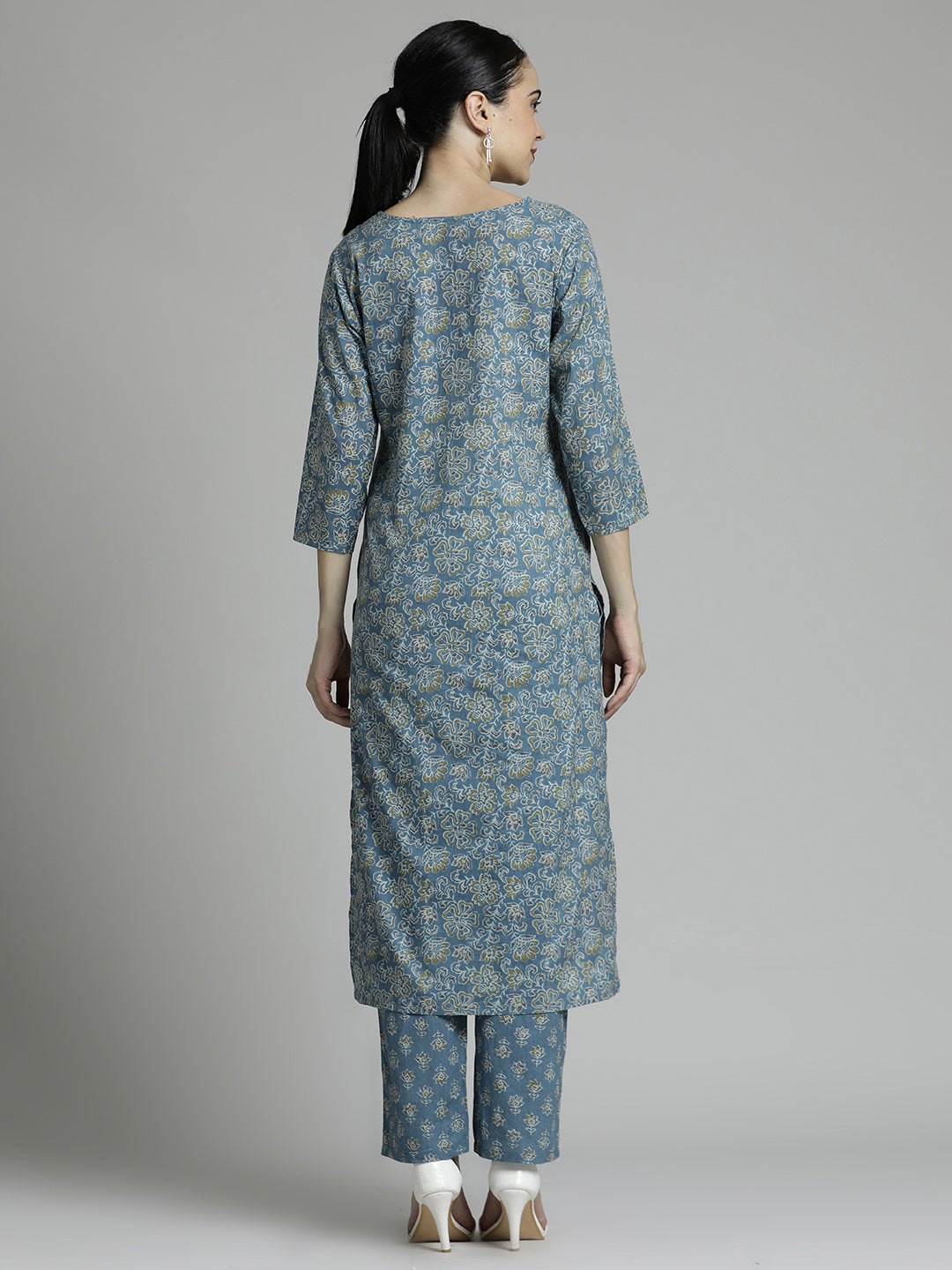 Ethnic Printed Cotton Kurta Set With Dupatta