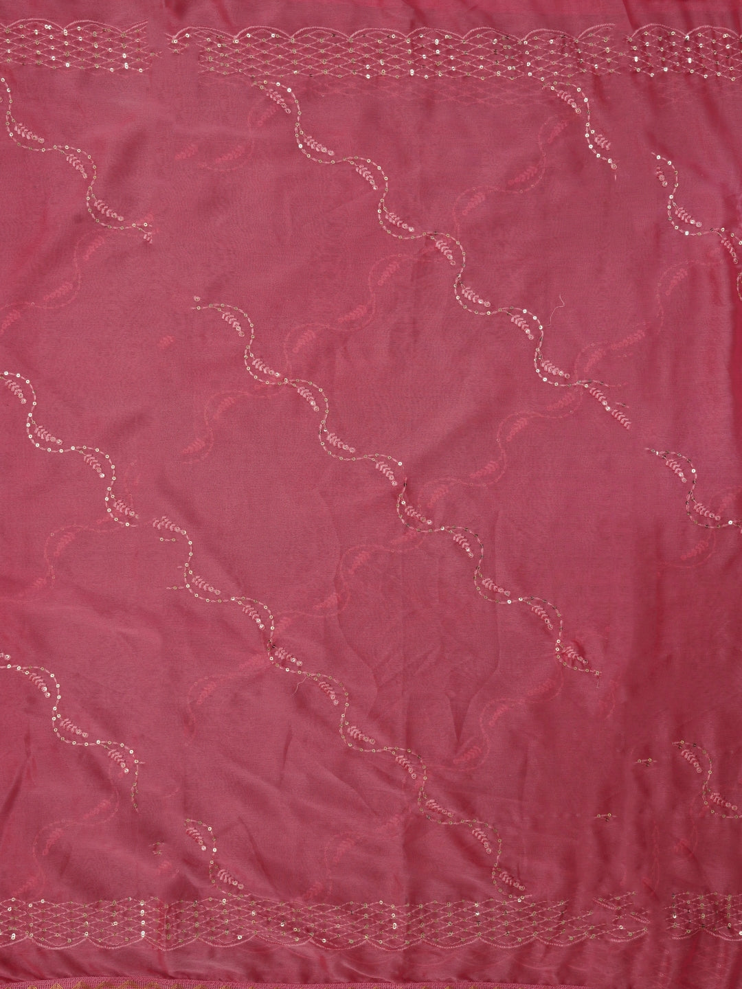 Floral Pink Printed Embellished Cotton Dress Material with Dupatta