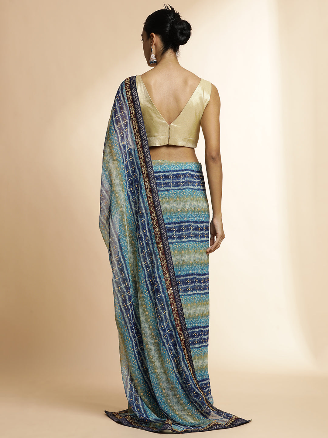 Blue  Printed Lightweight Georgette Saree