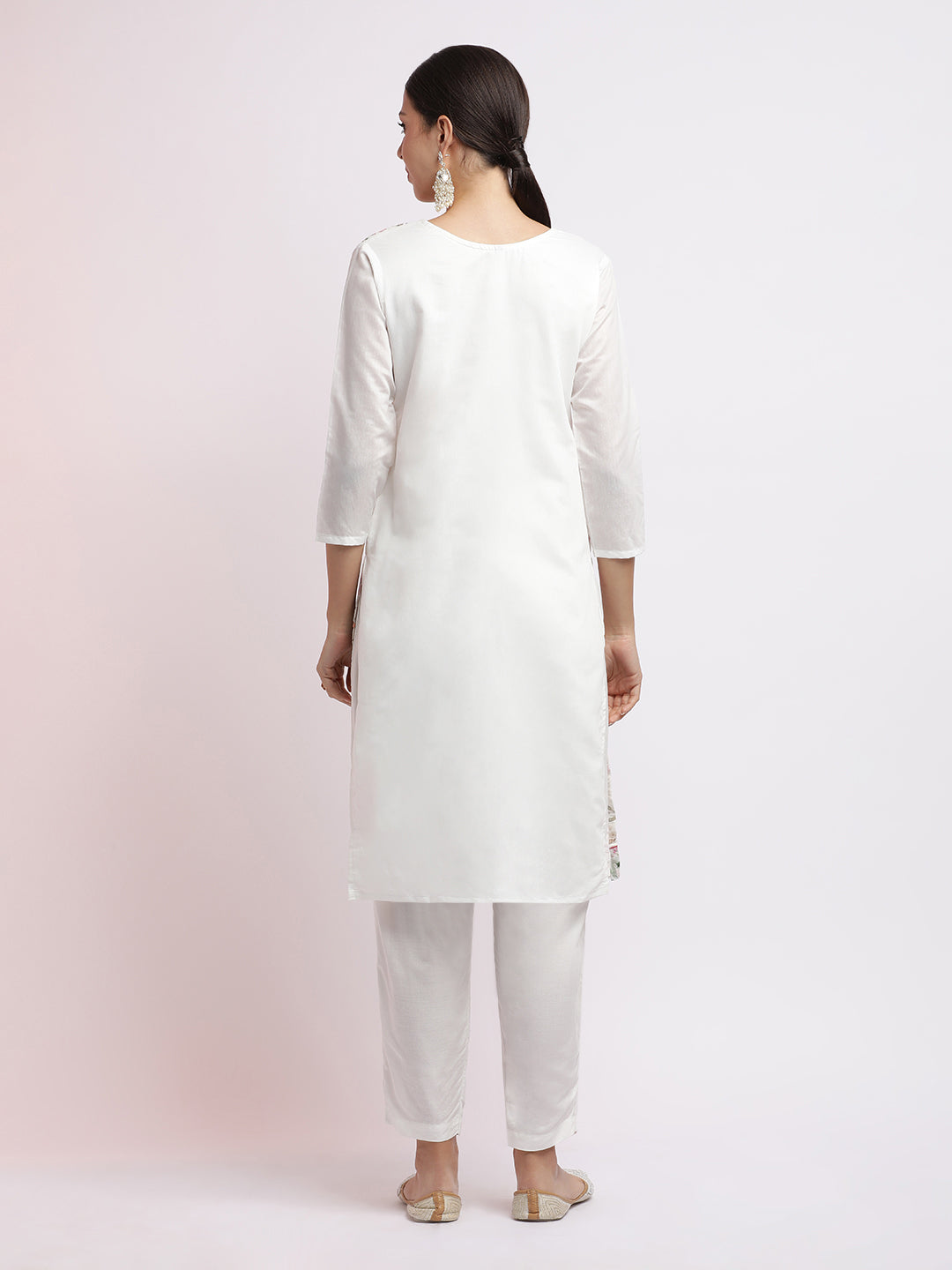 Embroidered Cotton Blend Kurta Set With Dupatta