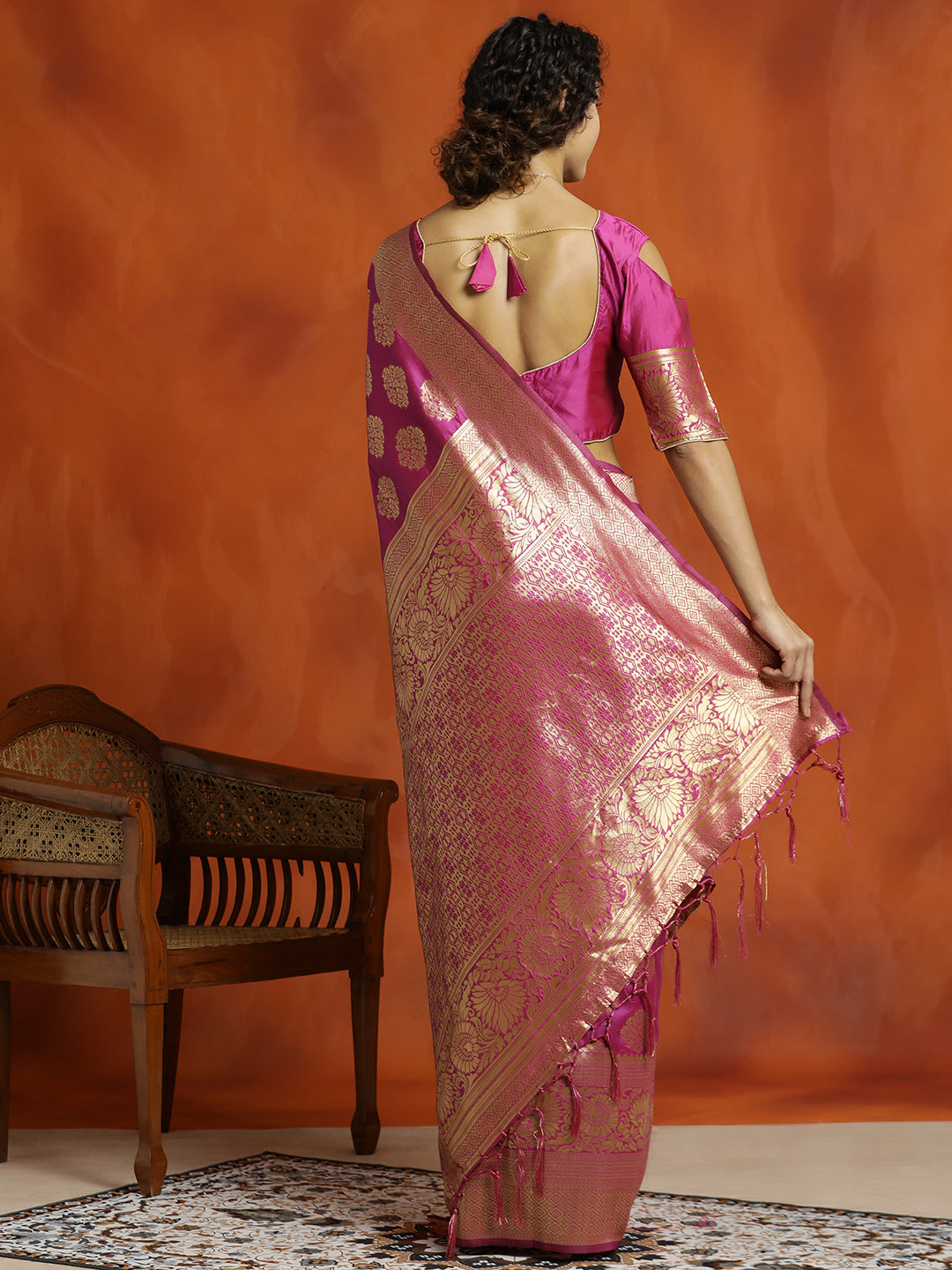 Pink Silk Banarasi Zari Woven Saree