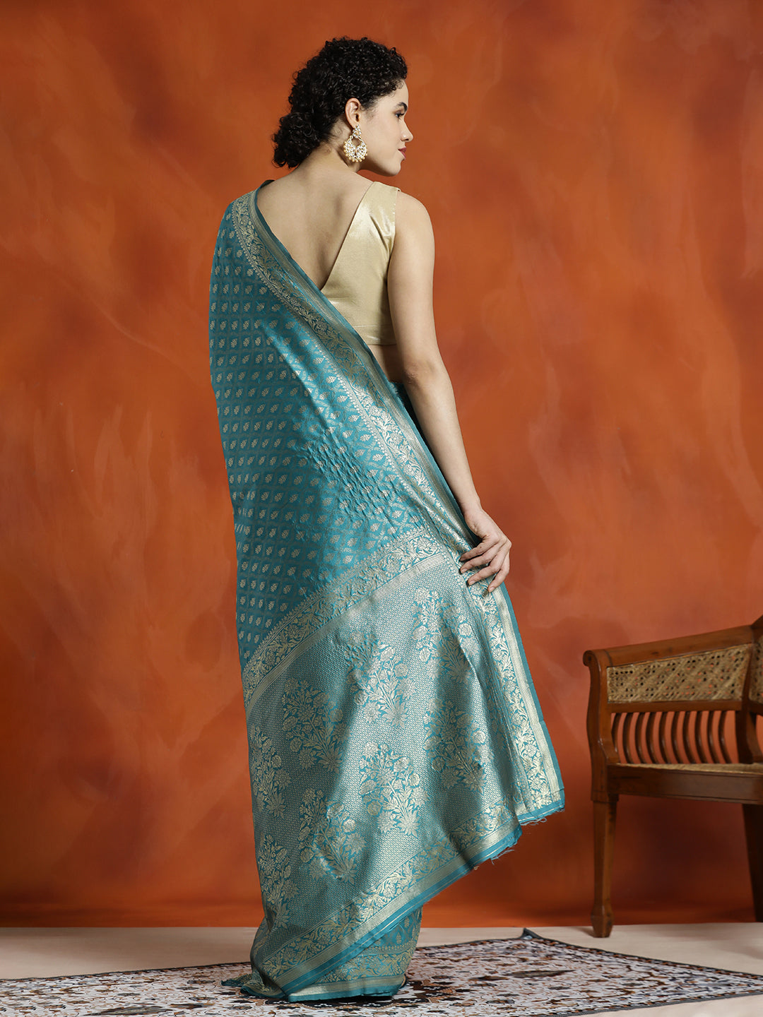 Sky Blue Silk Banarasi Zari Woven Party Wear Saree