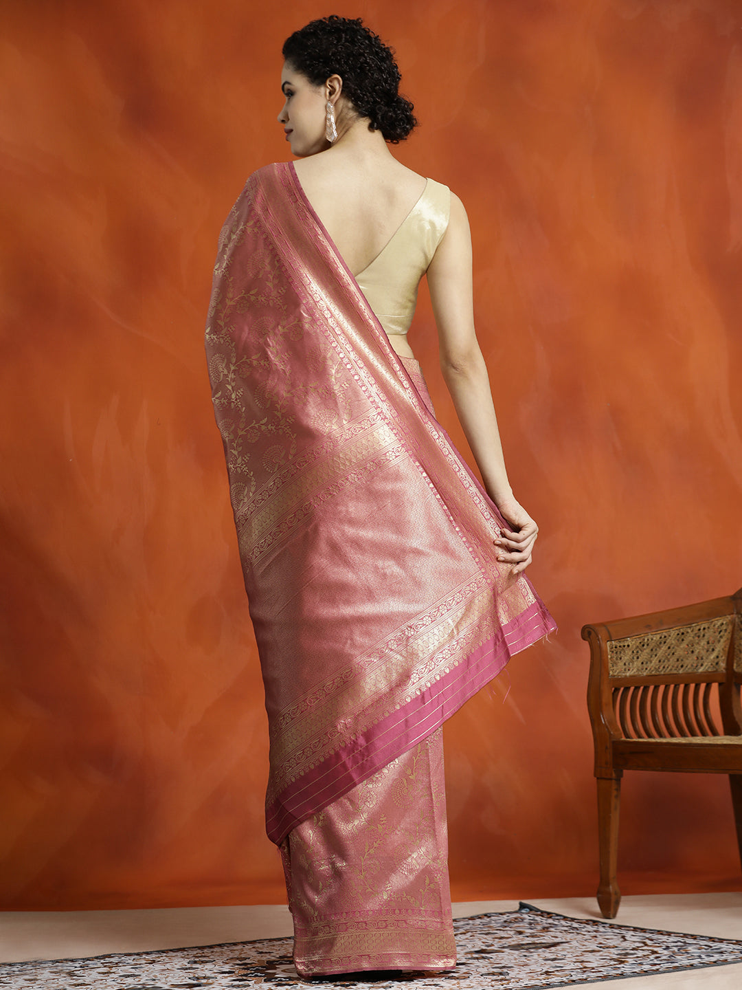 Pink Silk Banarasi Zari Woven Heavy Saree