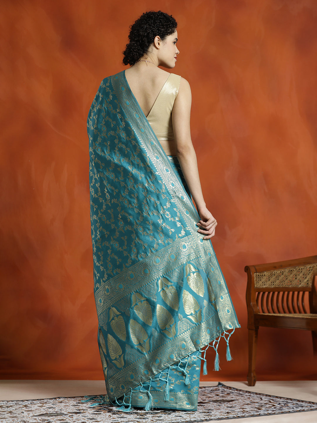 Sky Blue Zari Woven Design Banarasi Saree