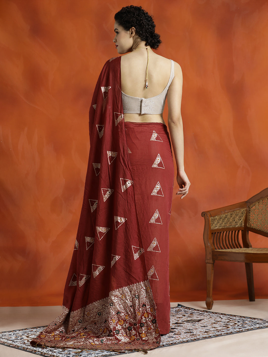 Red Silk Blend Banarasi Zari Woven Saree