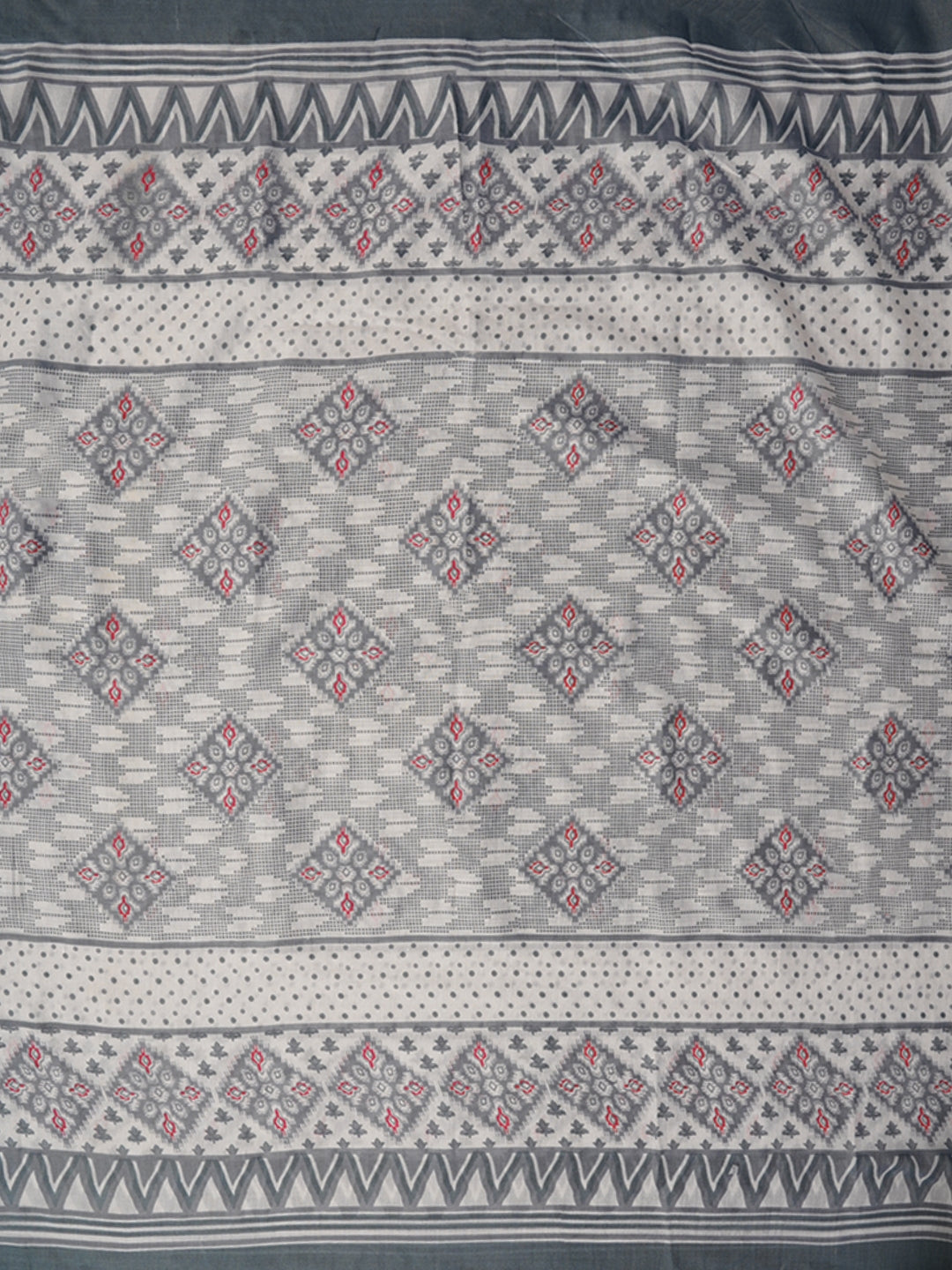 Grey Embellished Printed Pure Cotton Dress Material with Dupatta