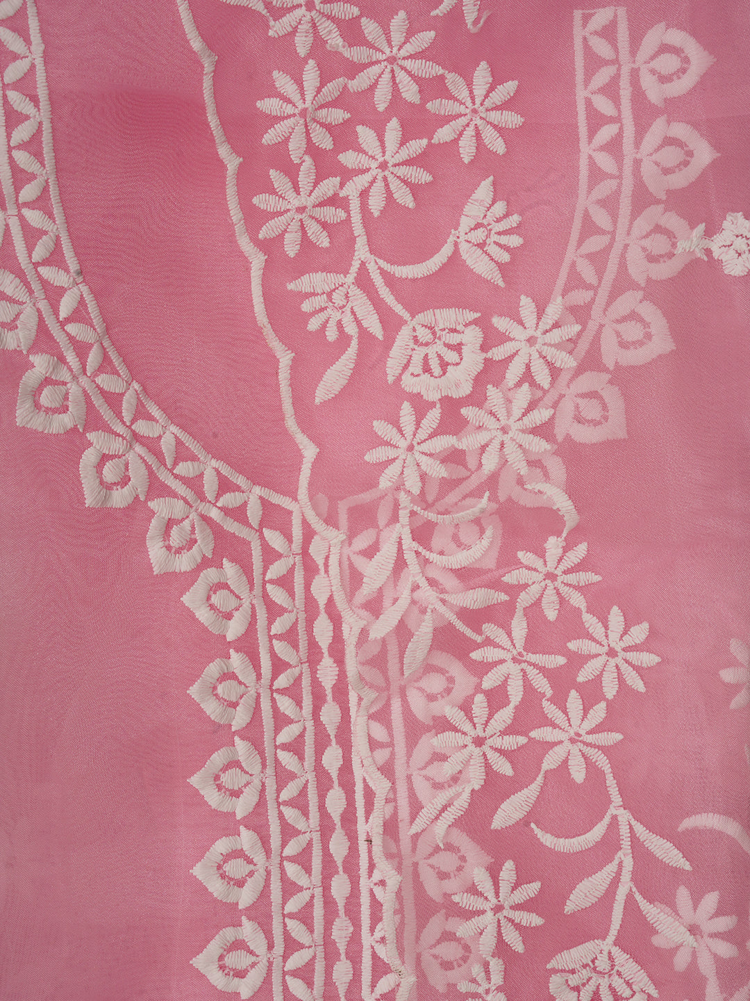 Pink Embroidered Organza Dress Material with Dupatta