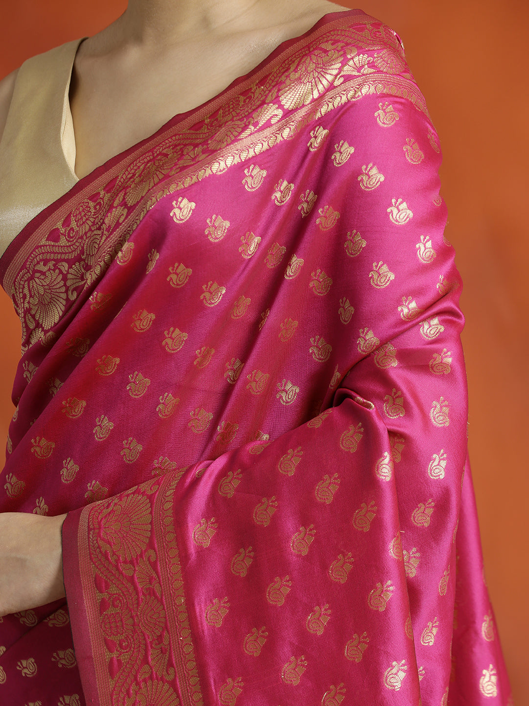 Silk Pink Banarasi Zari Woven Heavy Saree