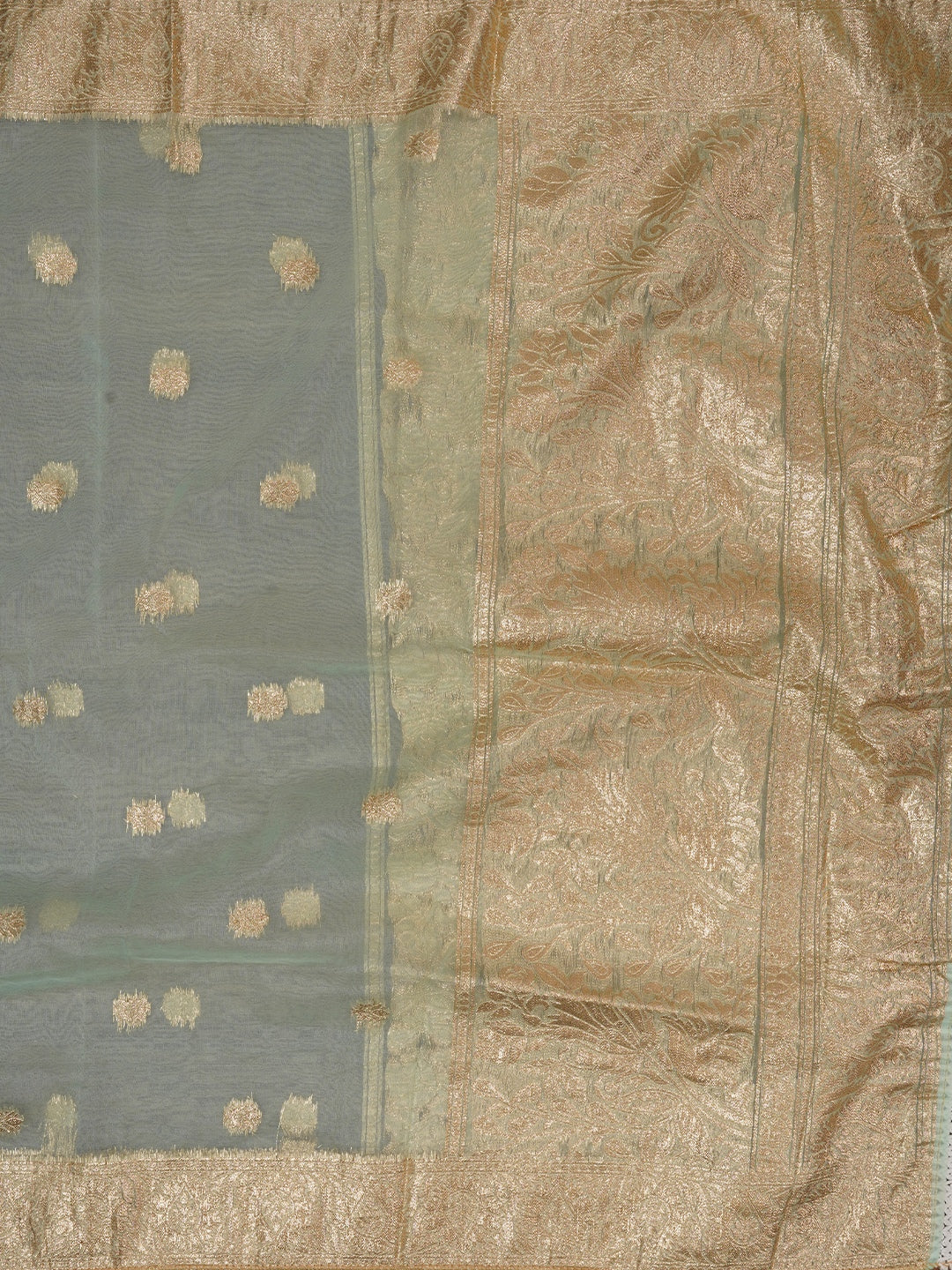 Sea Green Unstitched Embellished Cotton Blend Dress Material with Dupatta