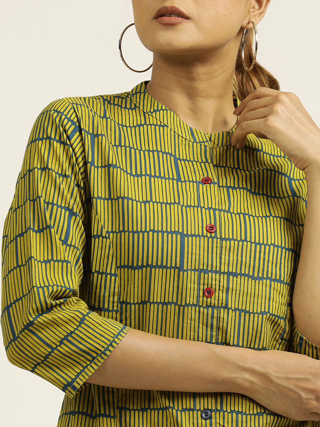 Abstract Printed Cotton A-line Kurta