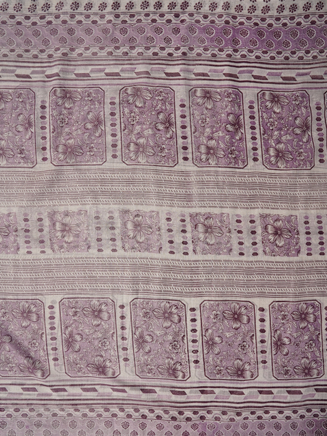 Lavender Embellished Floral Printed Pure Cotton Dress Material with Dupatta