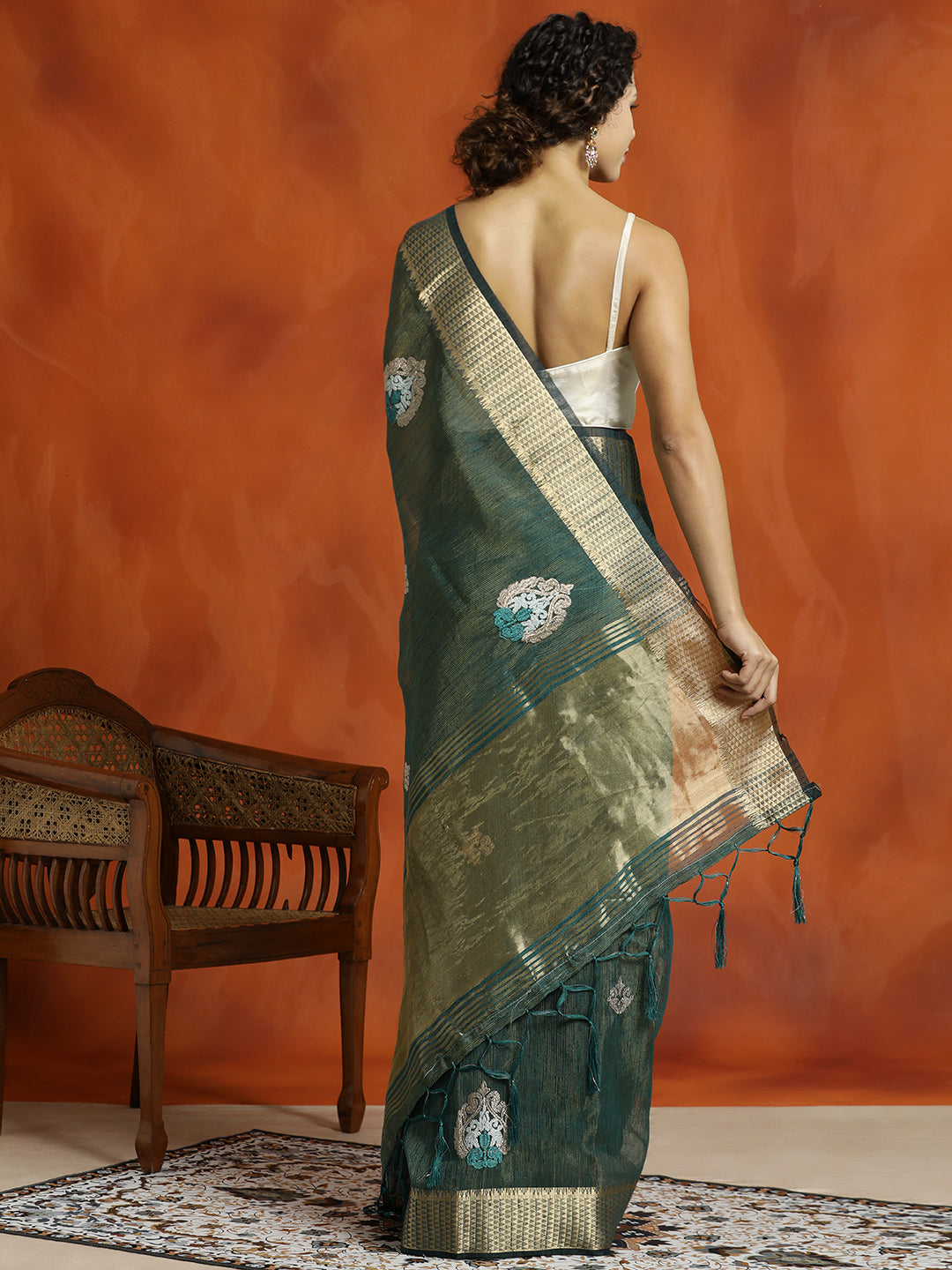 Green Zari Woven Design Organza Saree