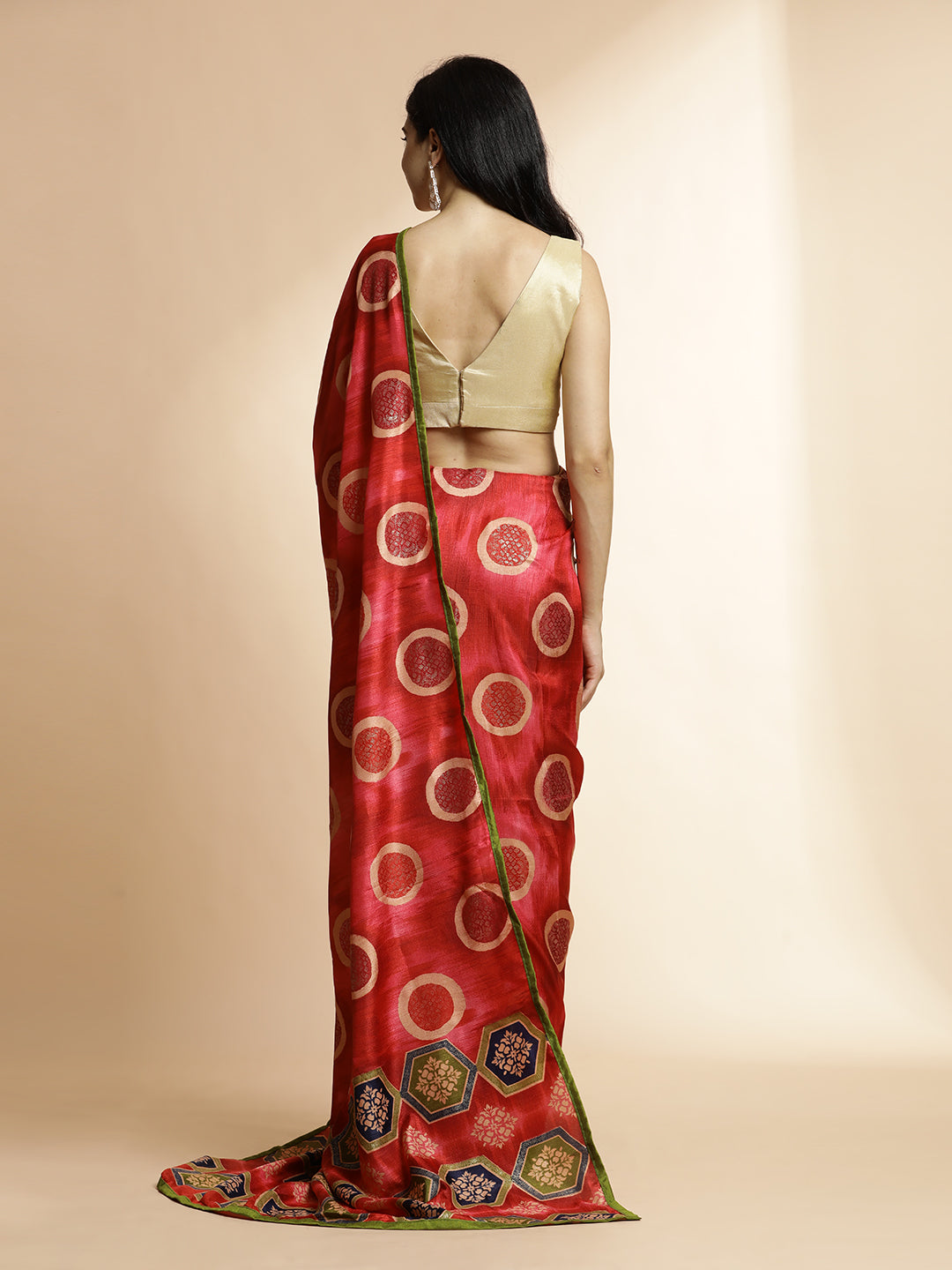 Red Art Silk Foil Printed Daily Wear Saree