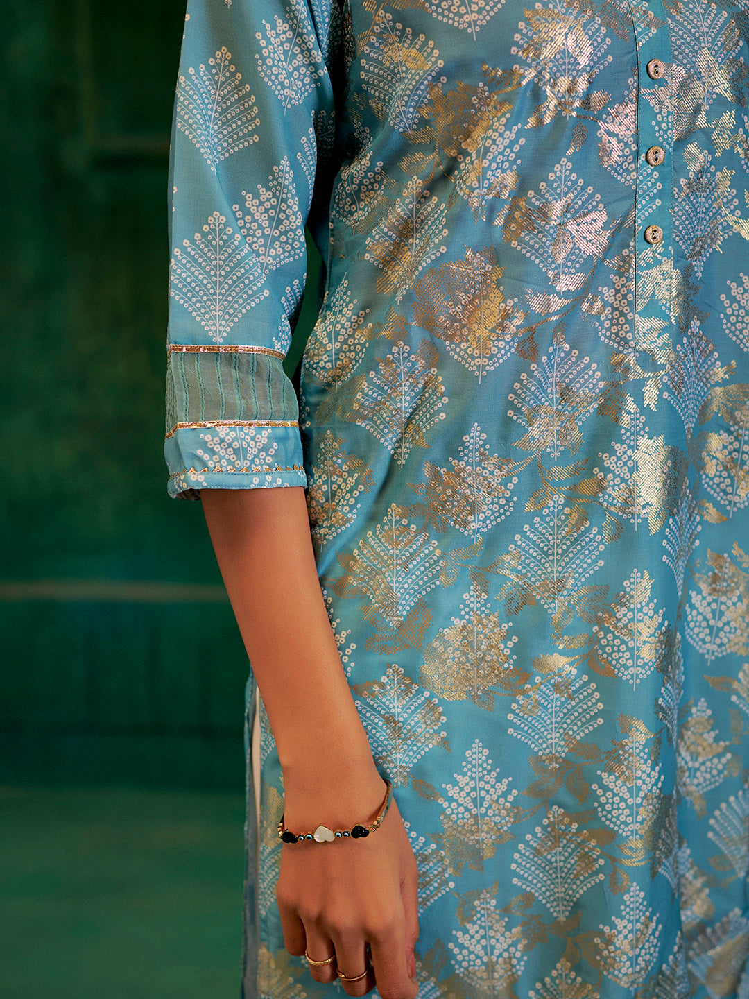 Blue Bandhej Printed Modal Muslin Kurta