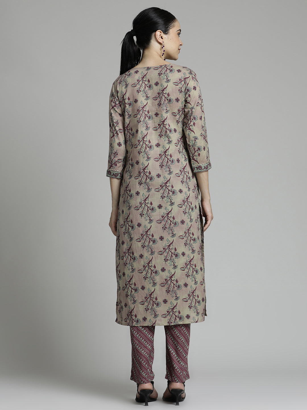 Pure Cotton Floral Kurta Set With Dupatta