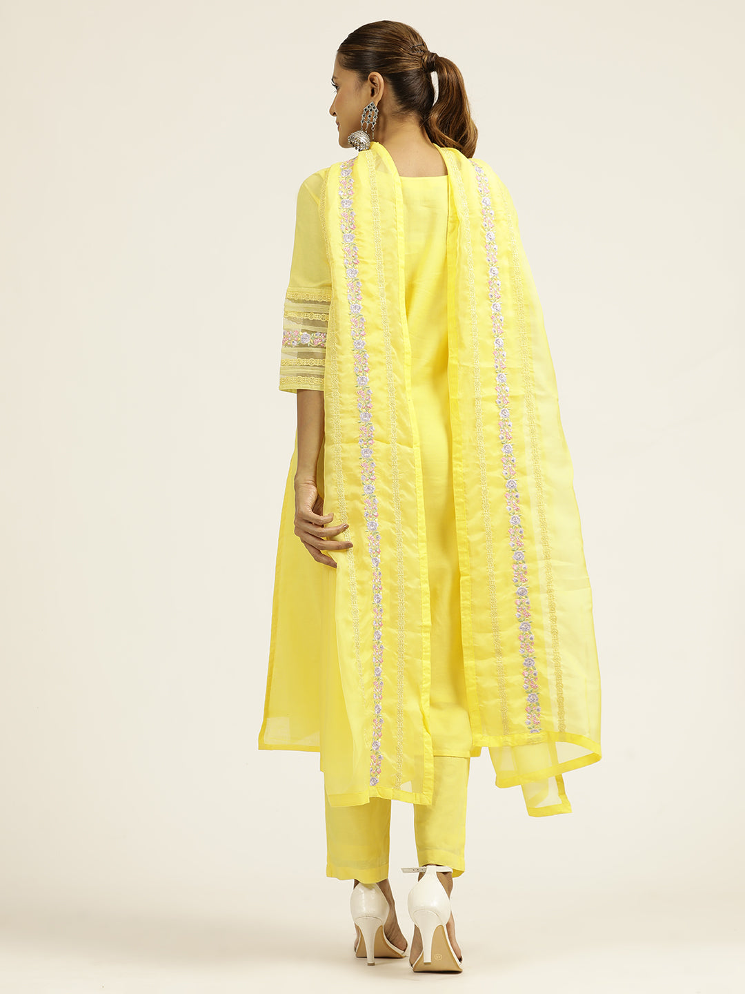 Yellow Embroidered Festive Suit Set