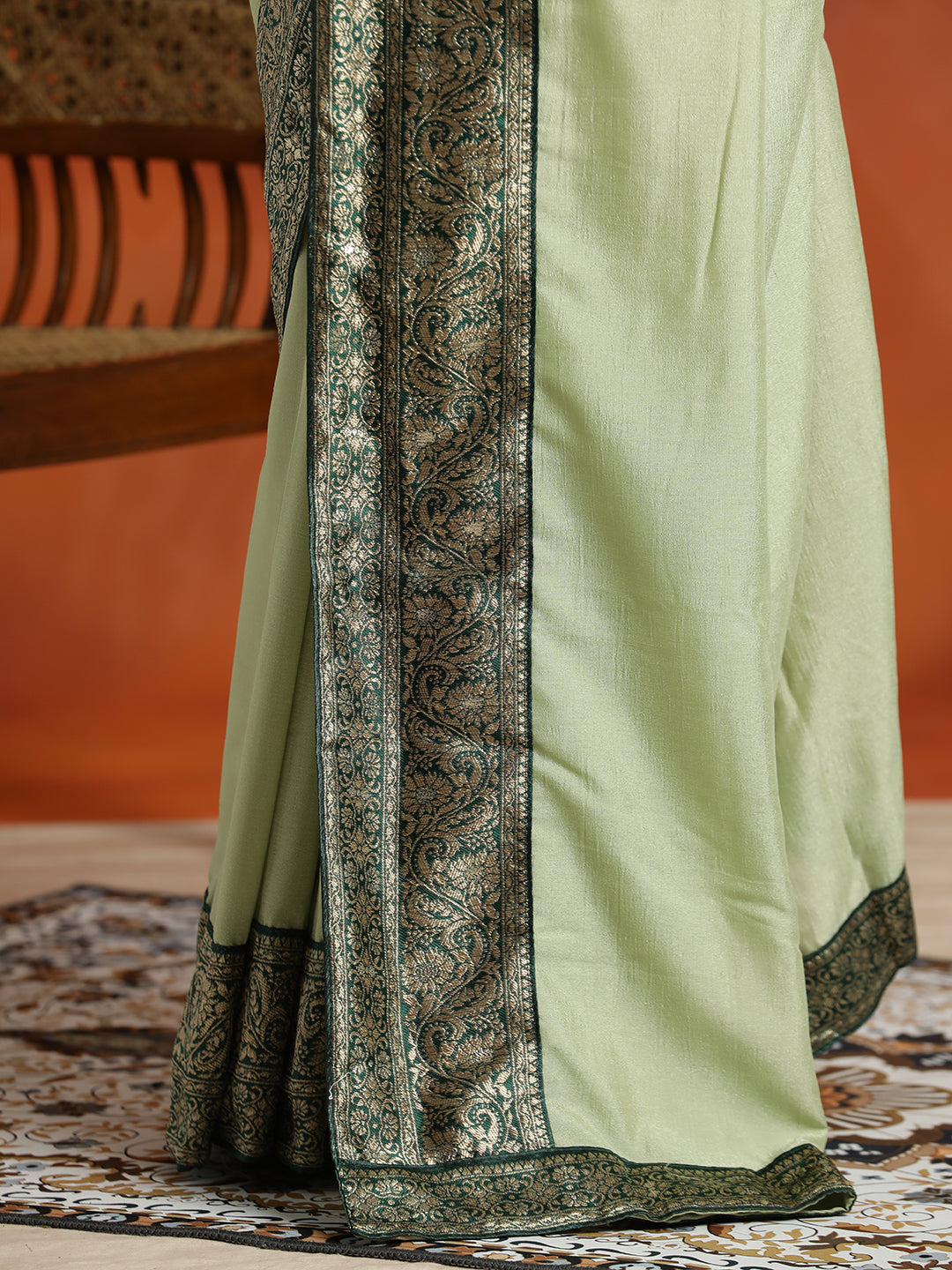 Pista Green Silk Banarasi Zari Woven Saree