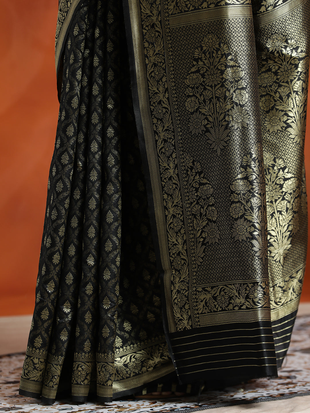 Silk Banarasi Zari Woven Party Wear Black Saree