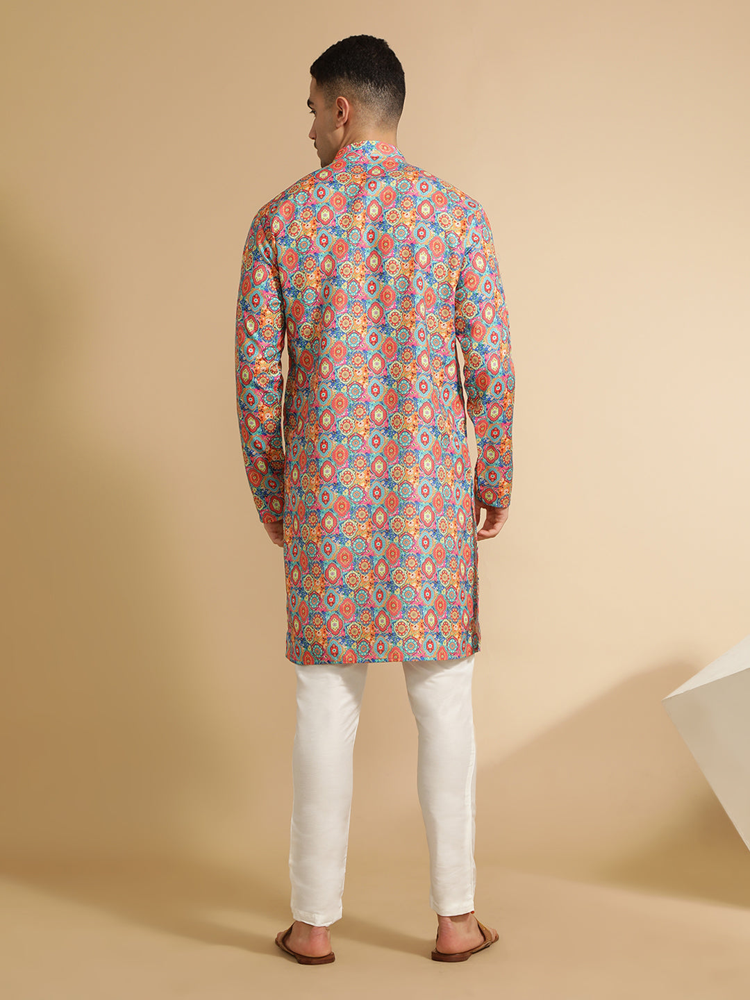 Abstract Printed Multi Color Cotton Kurta for Men