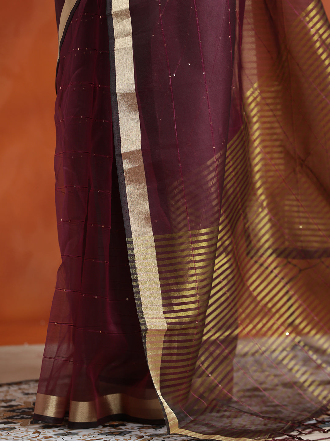 Sequin Embellished Banarasi Organza Saree