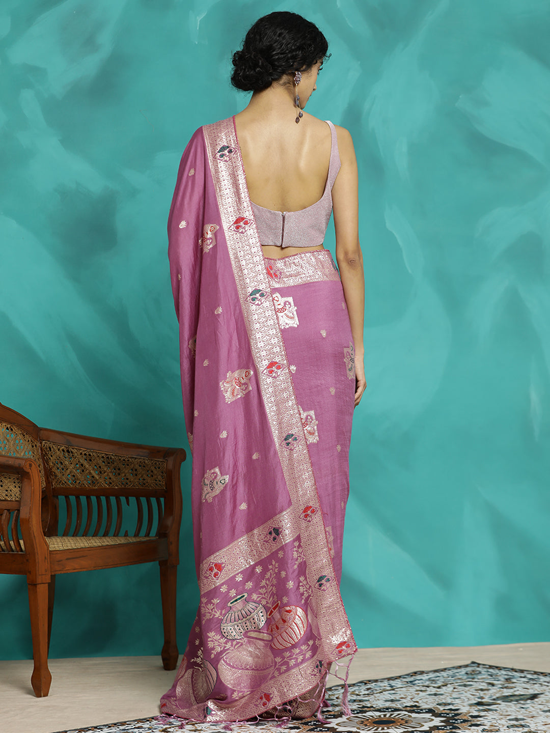 Zari Woven Heavy Lavender Banarasi Saree