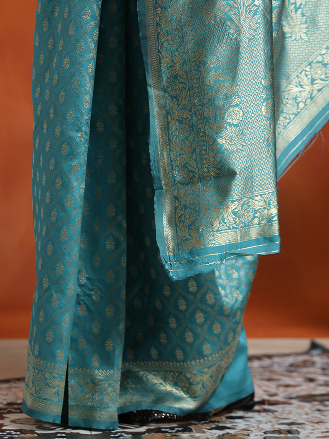 Sky Blue Silk Banarasi Zari Woven Party Wear Saree