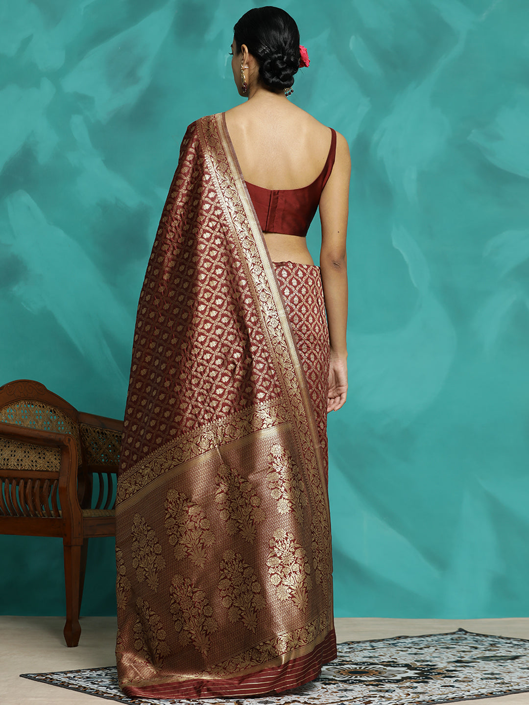 Maroon Zari Woven Design Heavy Banarasi Saree