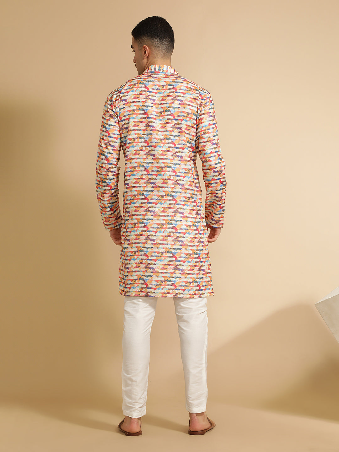 Multicolor Abstract Printed Cotton Kurta for Men