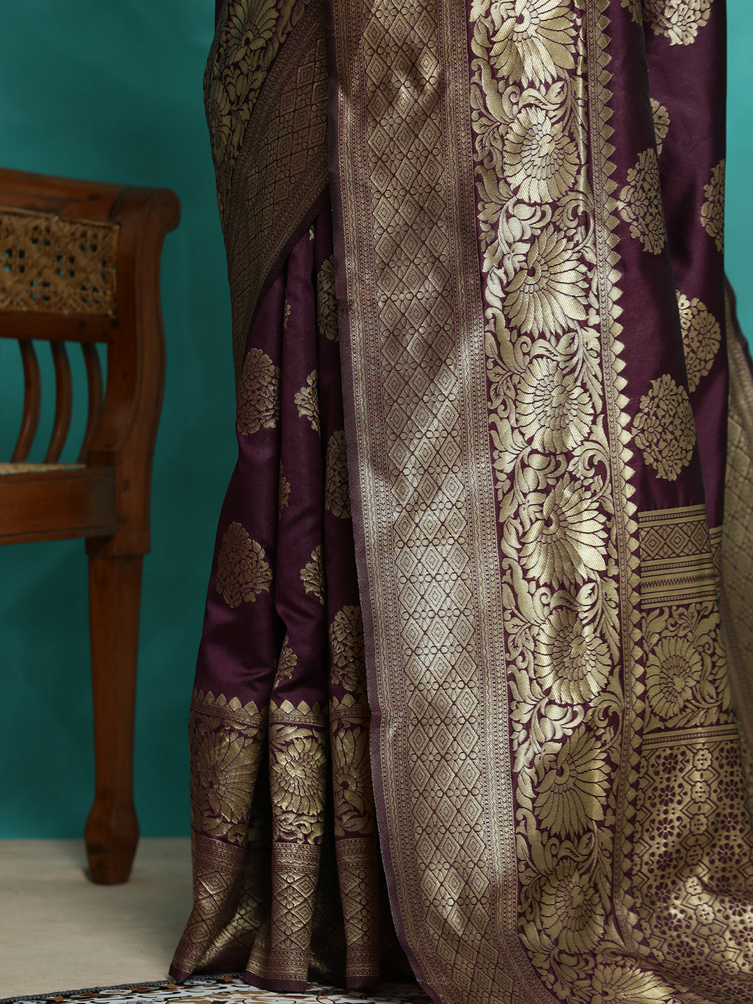 Purple Zari Woven Design Banarasi Saree