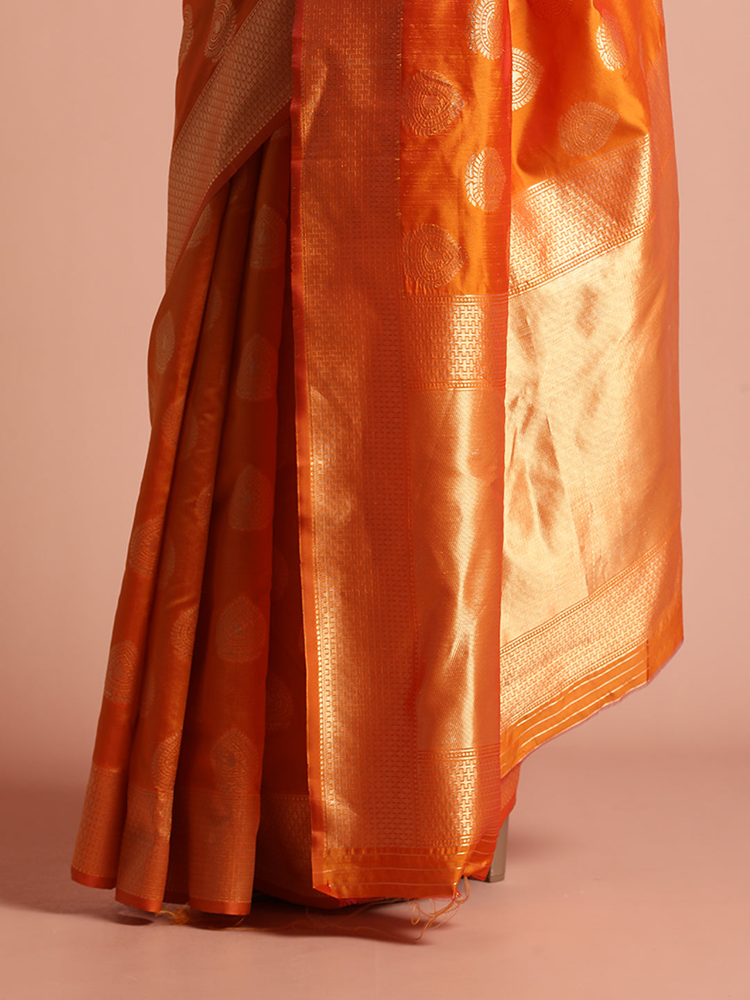 Orange Zari Woven Design Silk Banarasi Saree