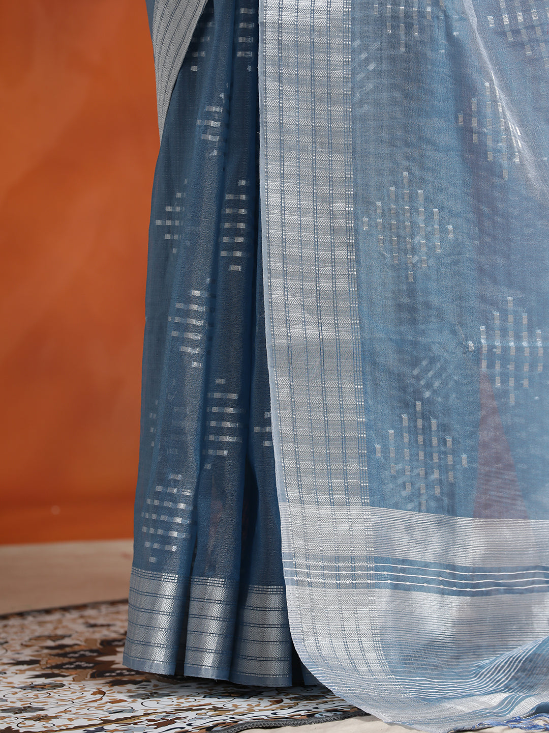 Teal Zari Woven Banarasi Organza Saree