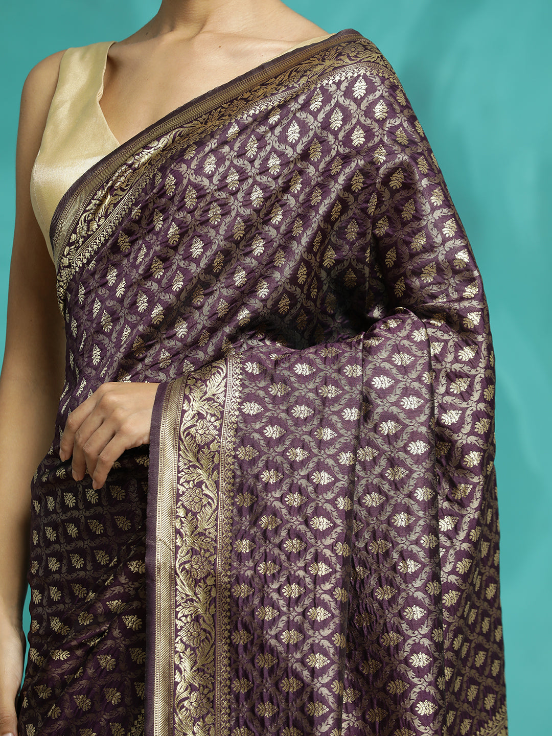 Purple Heavy Zari Woven Banarasi Saree