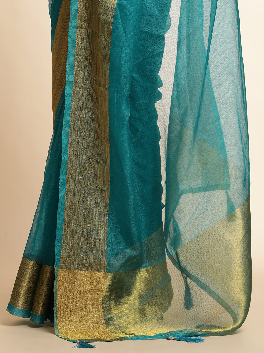 Blue Woven Khadi Organza Saree