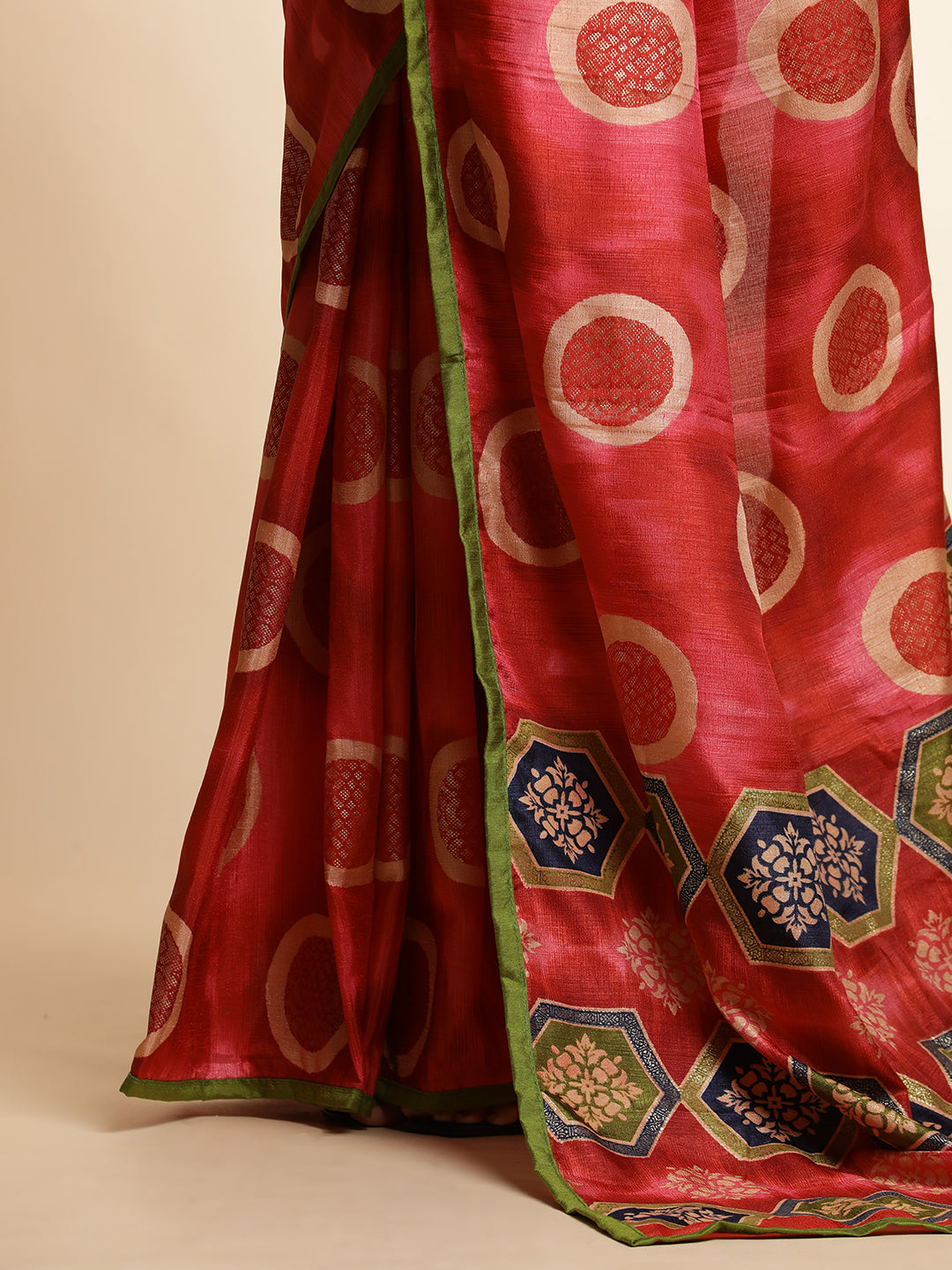 Red Art Silk Foil Printed Daily Wear Saree